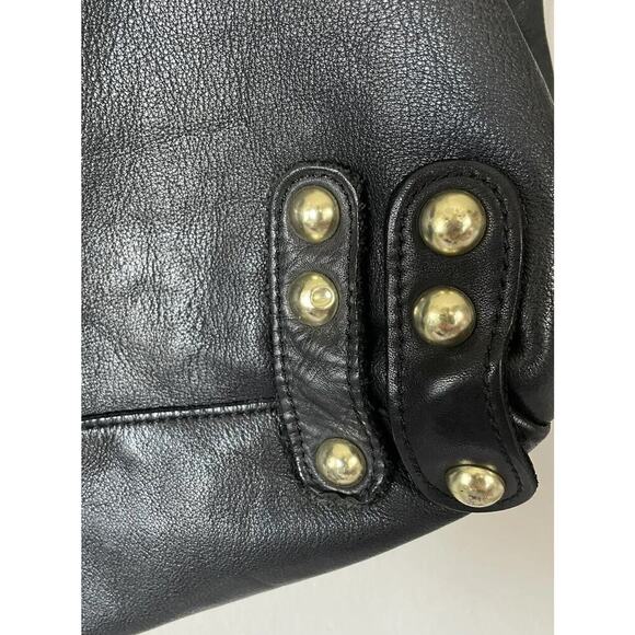 Linea Pelle Black Leather Front Zippers Luxury Gold Hardware Purse Bag READ - Picture 16 of 16